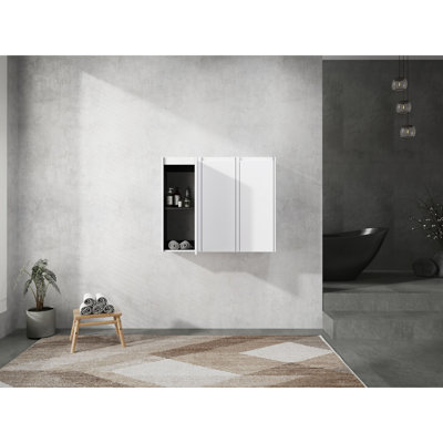 Armoire murale de salle de bain 12 po, murale, 3 portes à fermeture douce, moderne, grand choix d'armoires 12 po, style moderne, options riches