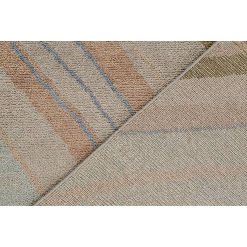 Art Deco Hand Knotted Wool Geometric Area Rug, Rectangle 10' x 14'