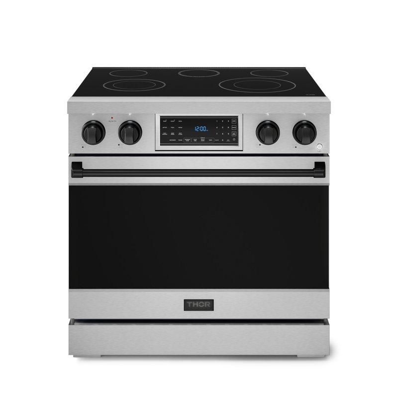 Cuisinière électrique professionnelle à panneau inclinable de 36 po Gordon Ramsay par THOR Kitchen , Acier inoxydable/noir