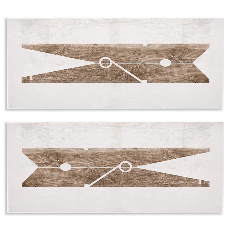 «Minimal Laundry Textespins Brown White Design» par Daphne Polselli, impression sur toile 2 pièces