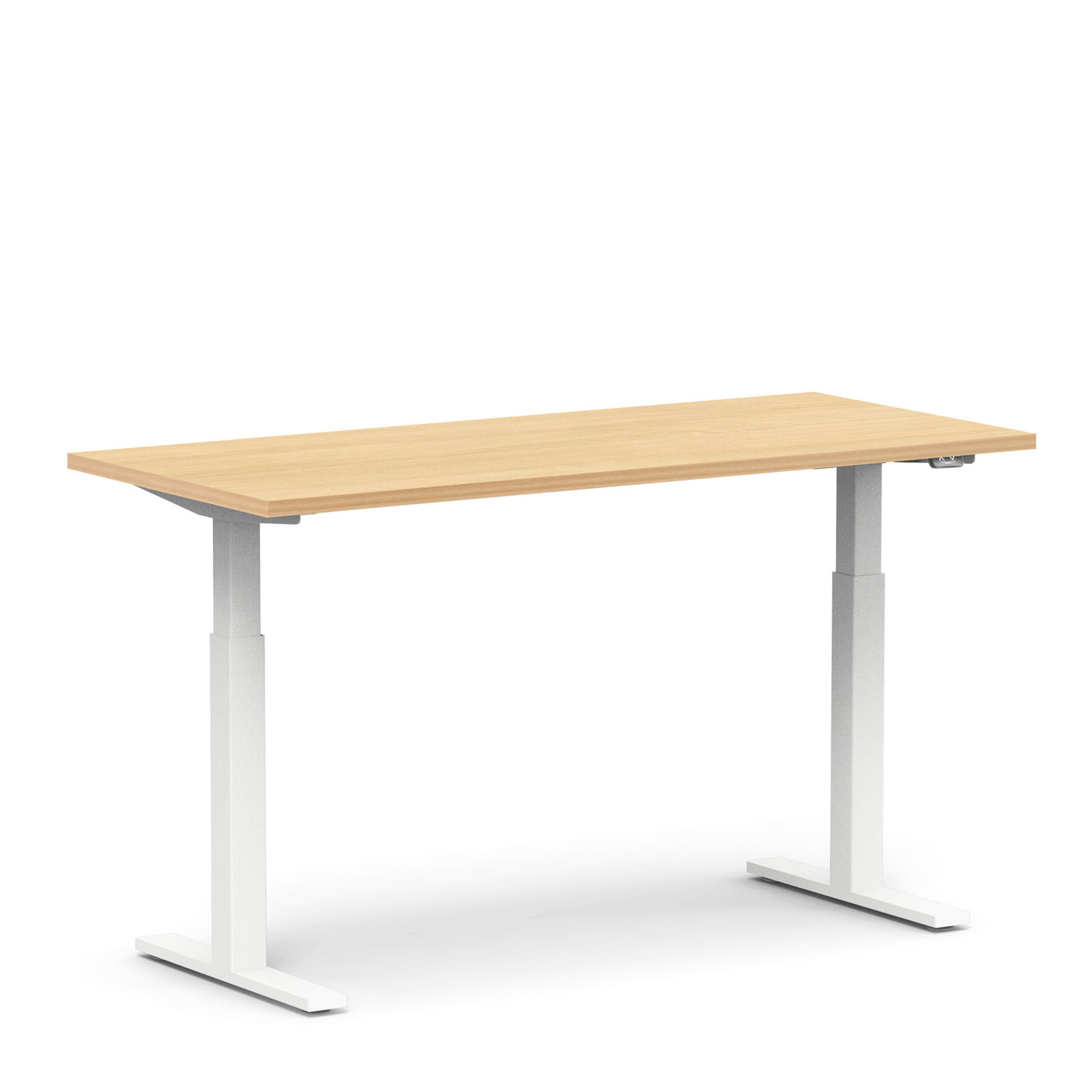 Series L 2S Adj Ht Sgl Desk, Natural Oak/White, 48" H x 30" W x 60" D