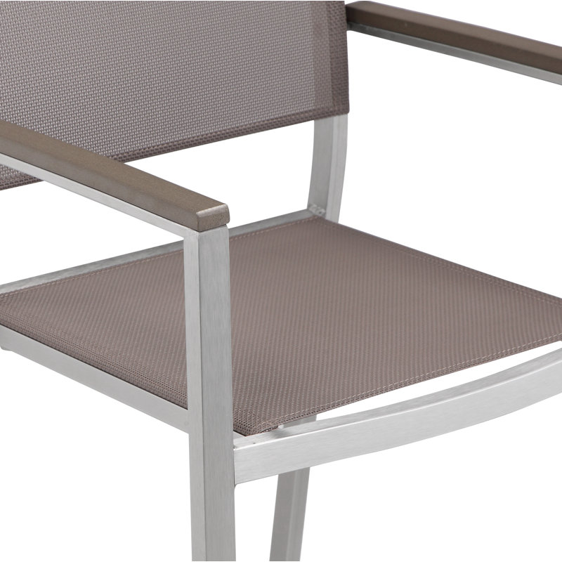 Ensemble de terrasse 13 pièces en aluminium avec coussins Pangea Home Chester, Argent brossé, Gris