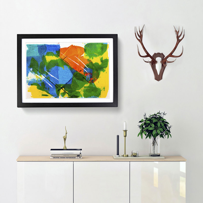 Abstract Art Painting Vol.476 by S.Johnson - Picture Frame Painting Print, Black Framed, 27cm H x 36cm W x 2cm D