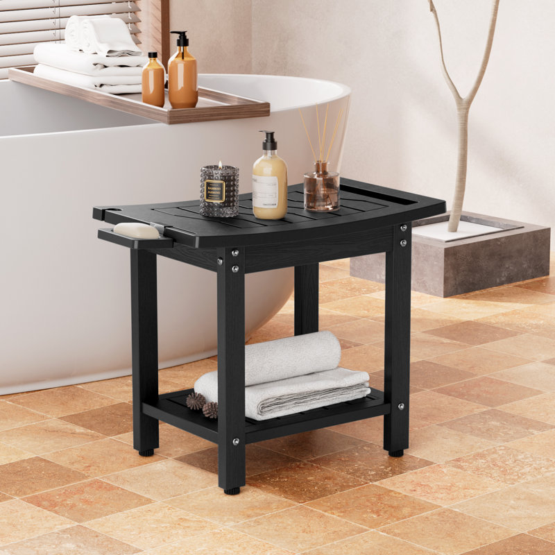 Banc de douche H 20,6 po HiPS, Noir, noir, noir, noir