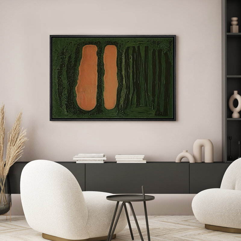 Décoration murale abstraite de forme verticale vert foncé pour le salon, H 16 po x l 24 po x P 1,5 po, Noir