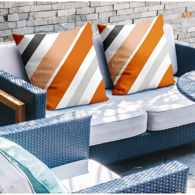 Striped Outdoor Reversible Throw Pillow