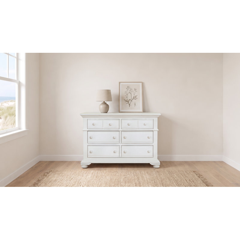Khoury 52'' W 6 - Drawer Dresser, Distressed Eggshell White