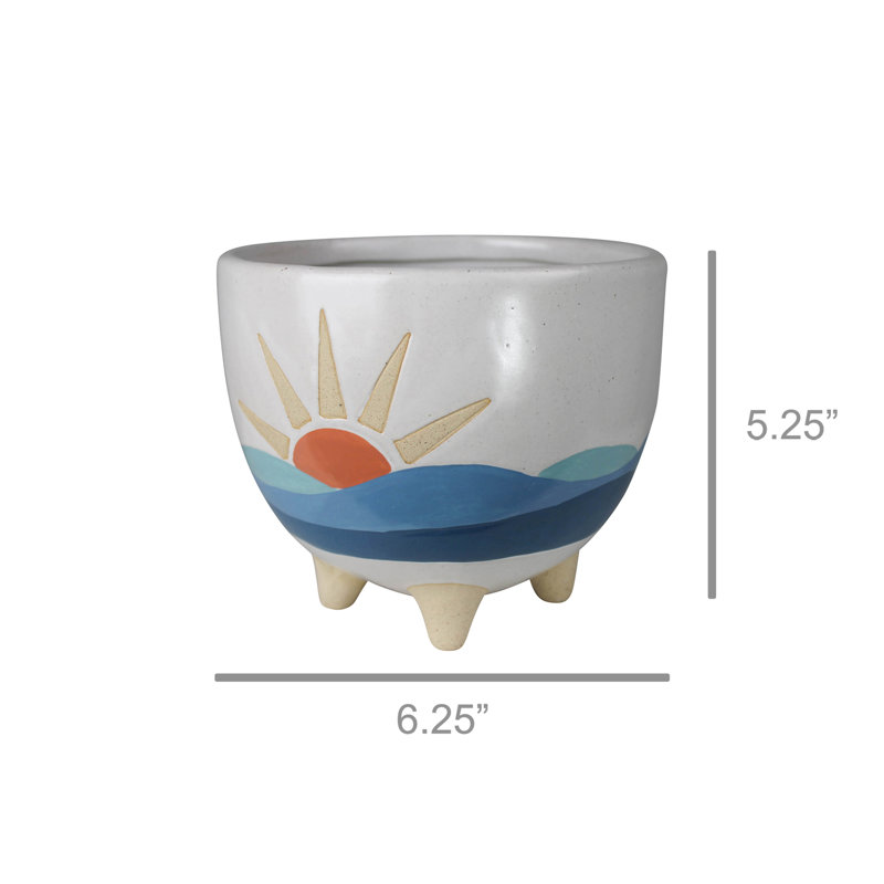 Ceramic Seascape Footed Cachepot