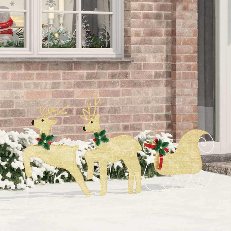 vidaXL LED Reindeers Fabric, Warm White