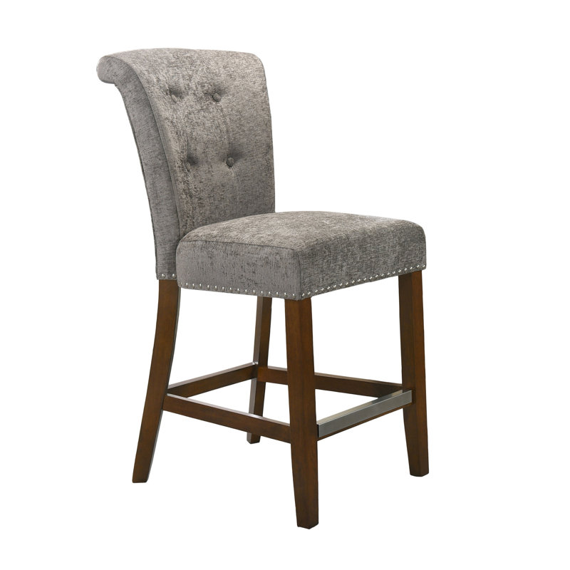Assise grise à hauteur de comptoir avec dossier à boutons et fabrication stable de chaise en tissu