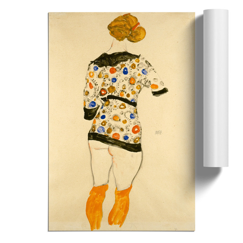 Nude Female by Egon Schiele - Frameless Print, 59cm H x 42cm W x 0.1cm D