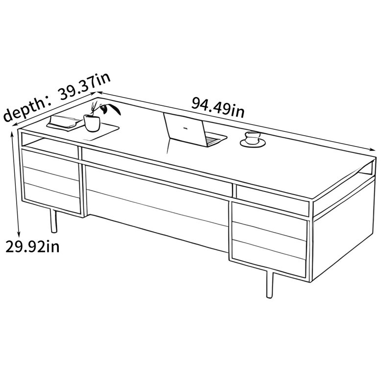 Bureau luxueux et élégant, H 29,92 po x l 94,49 po x P 39,37 po
