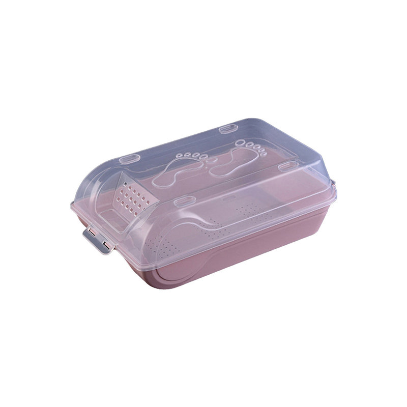 Household Plastic Transparent Shoe Box  Breathable Shoe Organizer Stackable Men's And Women's Shoe Storage Box, Pink