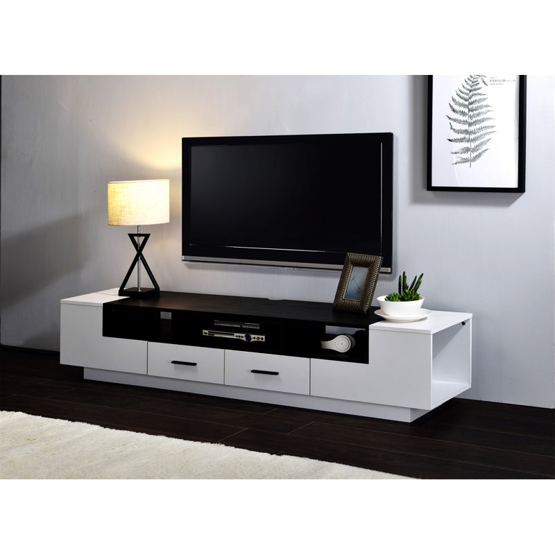 Oluwasegun 2-Drawer Rectangular TV Stand in White/Black