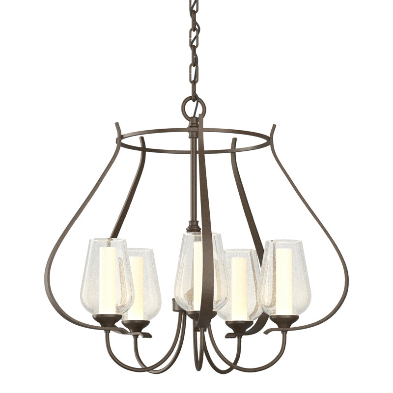 Flora 5 - Light Shaded Geometric Chandelier, Opal Glass, Bronze