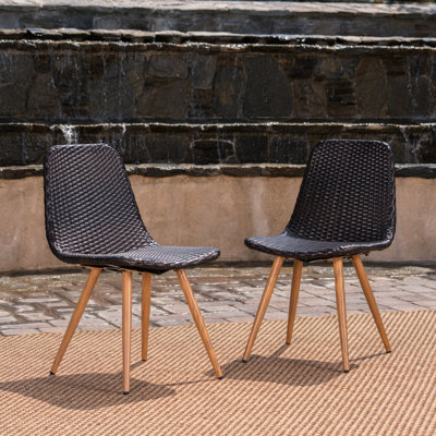 Chaise de salle à manger 2 - Les pieds à transfert de chaleur améliorent les décors extérieurs comme la construction de patio, de piscine, de véranda, de jardin et de fer, 2 chaises brunes multiples idéales pour divers espaces