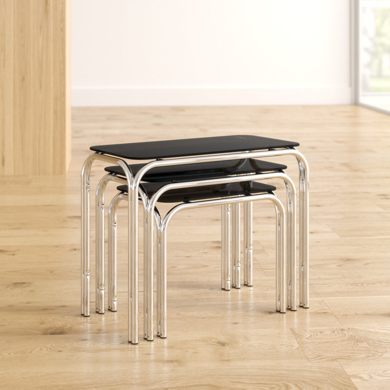 Irwin Glass Top Nesting Tables, Black