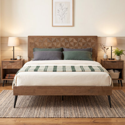 Selvar Queen Size Solid Wood Platform Bed Frame
