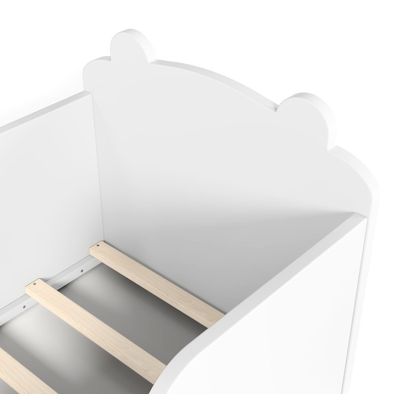 Lit en forme d'ours blanc pour 3 à 6 ans, matériau en bois de pin, liberté de conception au sol, cadre d'assemblage simple par année, pin, profil bas, promouvoir l’indépendance