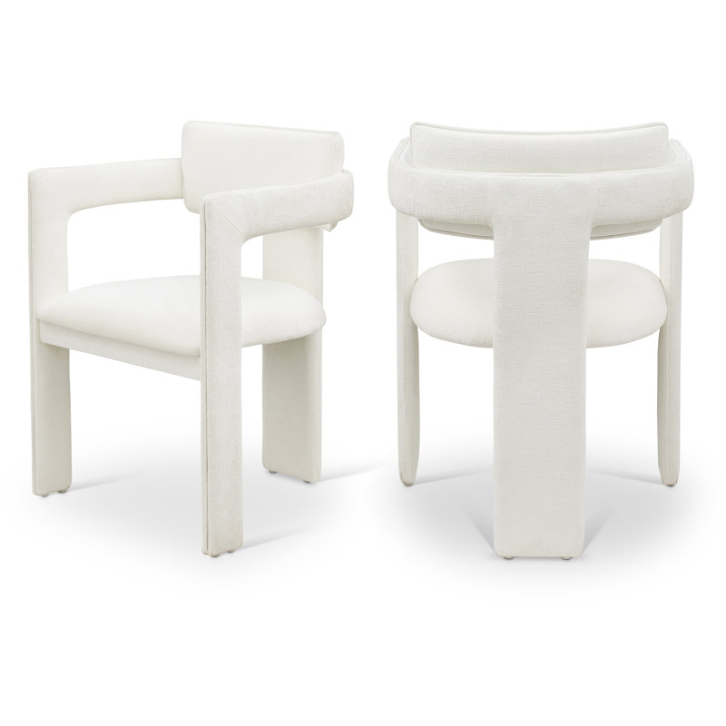 Exilda Chenille Fabric Dining Chair, Cream Chenille Fabric