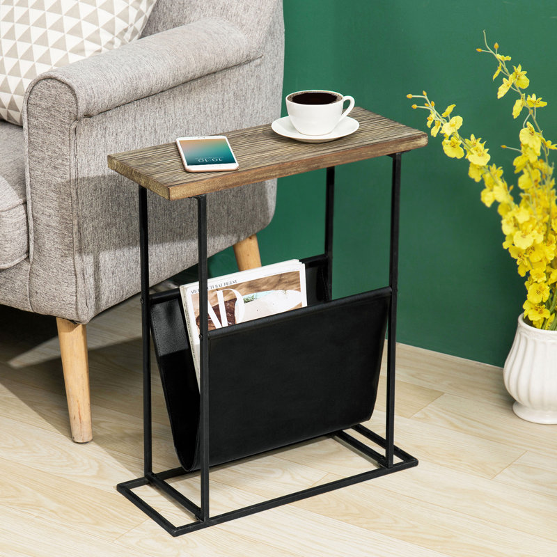Solid Wood Top End Table, Brown