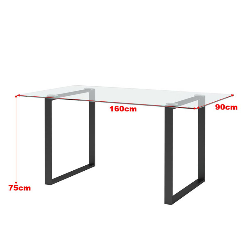Deelda Glass Top Metal Base Dining Table