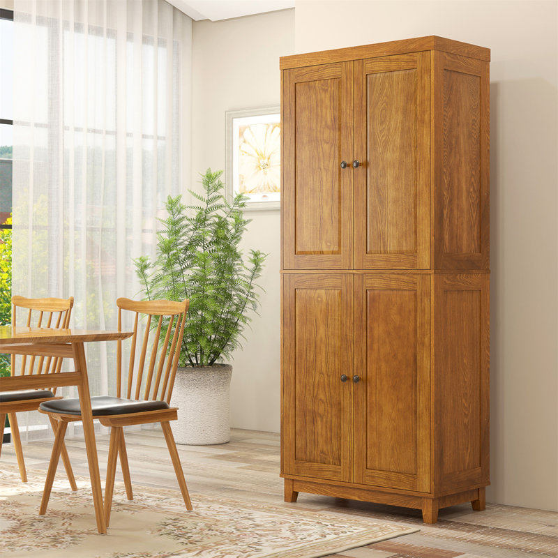Armoire de cuisine autoportante polyvalente avec tablettes réglables et portes à fermeture en douceur pour un rangement efficace