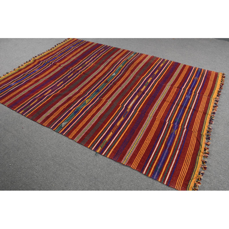 Tapis turc rayé tissé à la main Vibrant