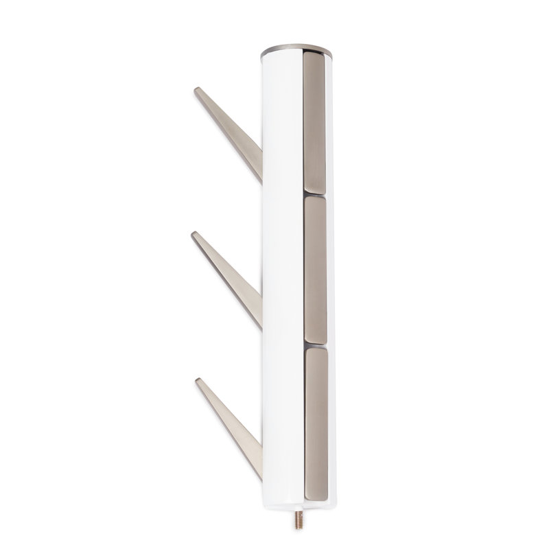 Sleek Flapper 9-Hook White Wooden Freestanding Coat Rack