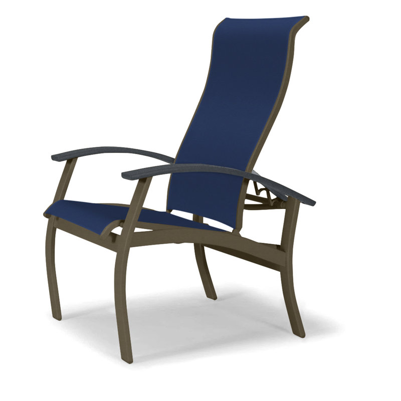 Chaise de patio Askar, Graphite classique, Bleu marine 13D Sunbrella®, Bois de plage texturé
