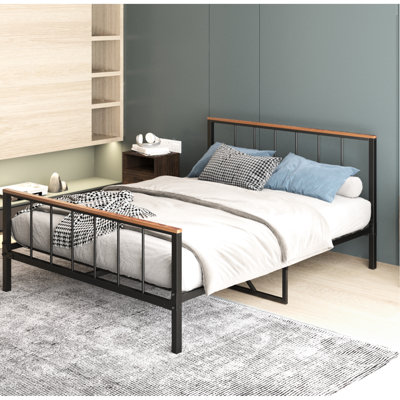 Metal Platform Bed Frame Of Full Size With Headboard And , Build-up, Box Spring Not Required For A Peaceful Rest Size Robust Manufacturing, No Need Serene Sleep