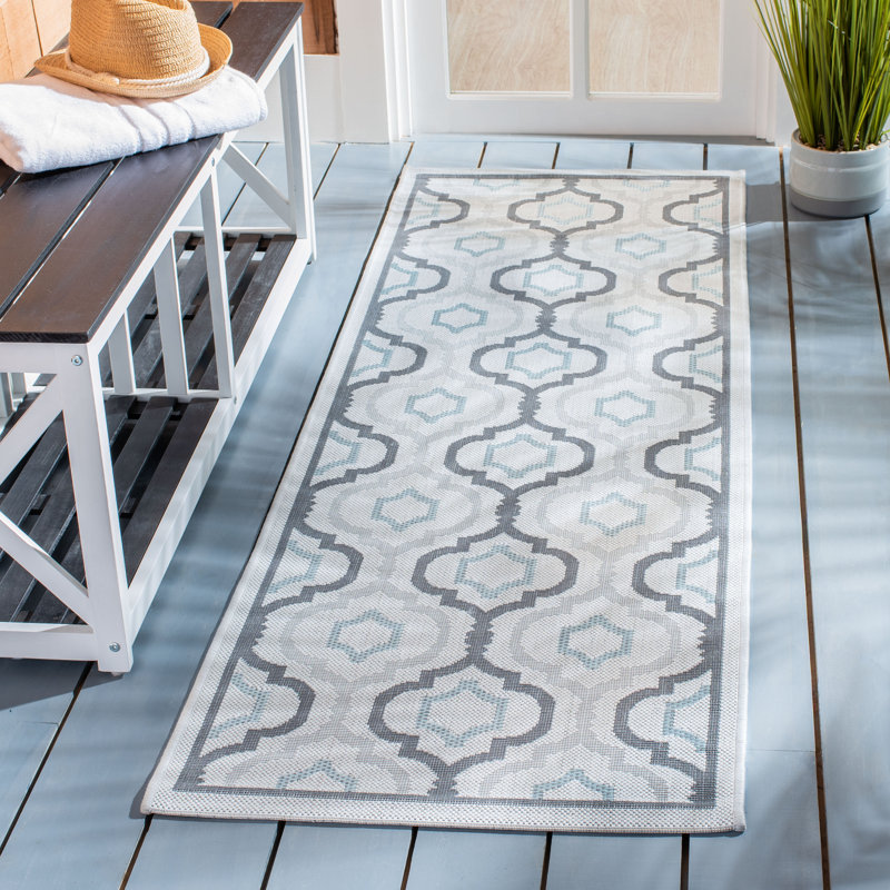 Tapis d'intérieur / extérieur à motif géométrique Bertka Performance, Tapis de couloir 2 pi 3 po x 8 pi