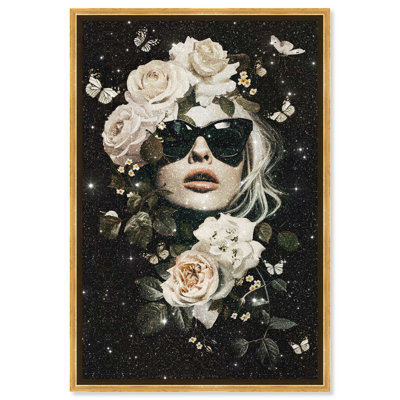 Ivoire glamour sur toile à motif floral et étincelant Art par Art Remedy