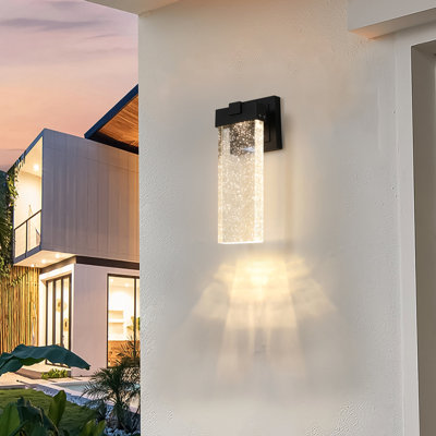 Outdoor Waterproof Transparent LED Crystal Wall Lamp Supports Multiple Types Of Light Bulbs -12W Per Lamp (2 Pack)