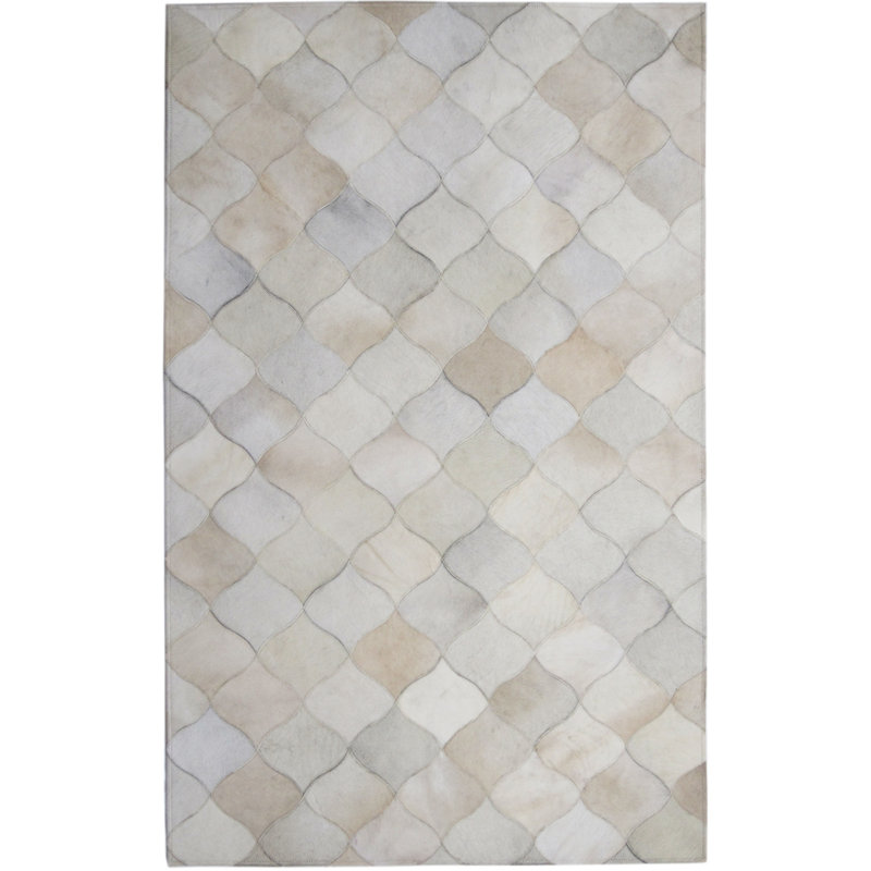 Tapis crème fait main vache Stamant, Rectangle 6 pi x 9 pi