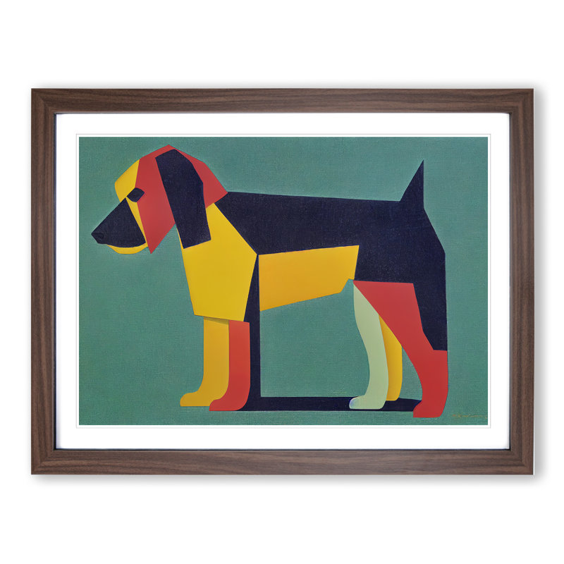Dog Abstract Vol.2 - Single Picture Frame Print, 46cm H x 64cm W x 2cm D, Walnut