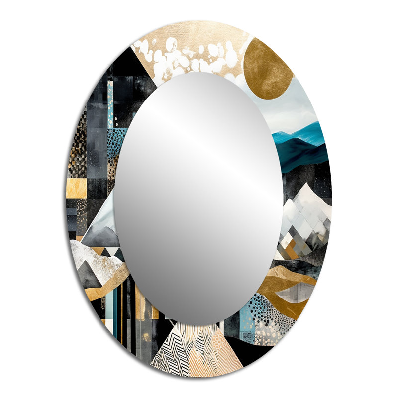 Miroir mural bleu sarcelle et géométrique Harmony, 40 po x 30 po