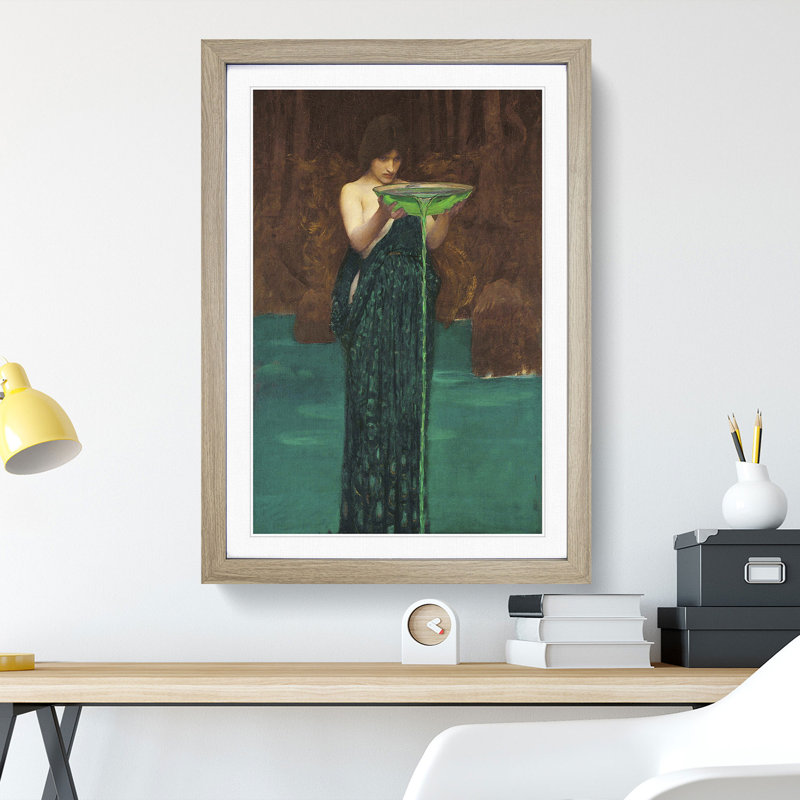 Circe Invidiosa by John William Waterhouse - Picture Frame Painting on MDF, Oak Framed, 65cm H x 48cm W x 2cm D