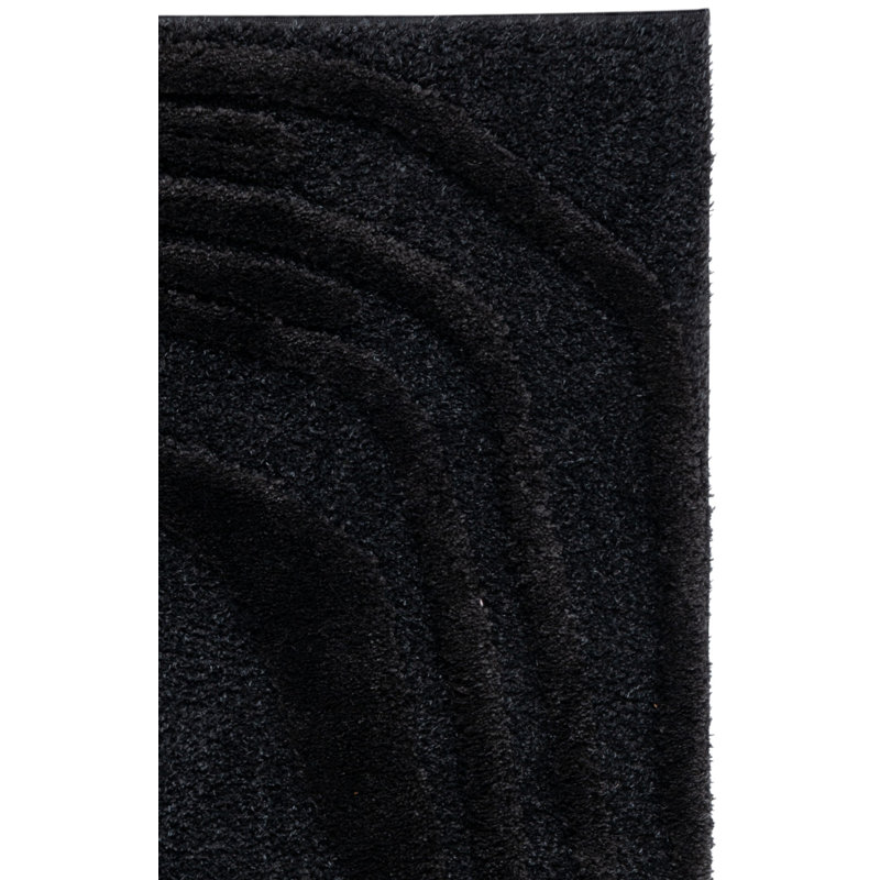Tapis noir tissé à la machine Amberjo, Rectangle 8 pi x 10 pi