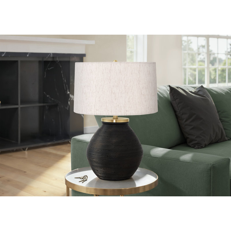 Lampe de table 25 po, noir béton, crème pour chambre à coucher
