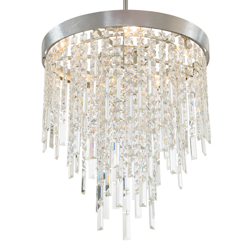 Lustre argenté antique 6 lumières Meily, H 23,5 po x l 20 po x P 20 po