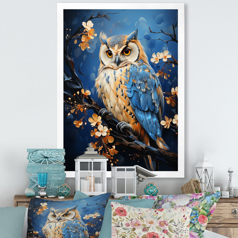 «Enchanted Forest Sentinels Owl» sur toile, Cadre blanc, H 20 po x l 12 po x P 1 po