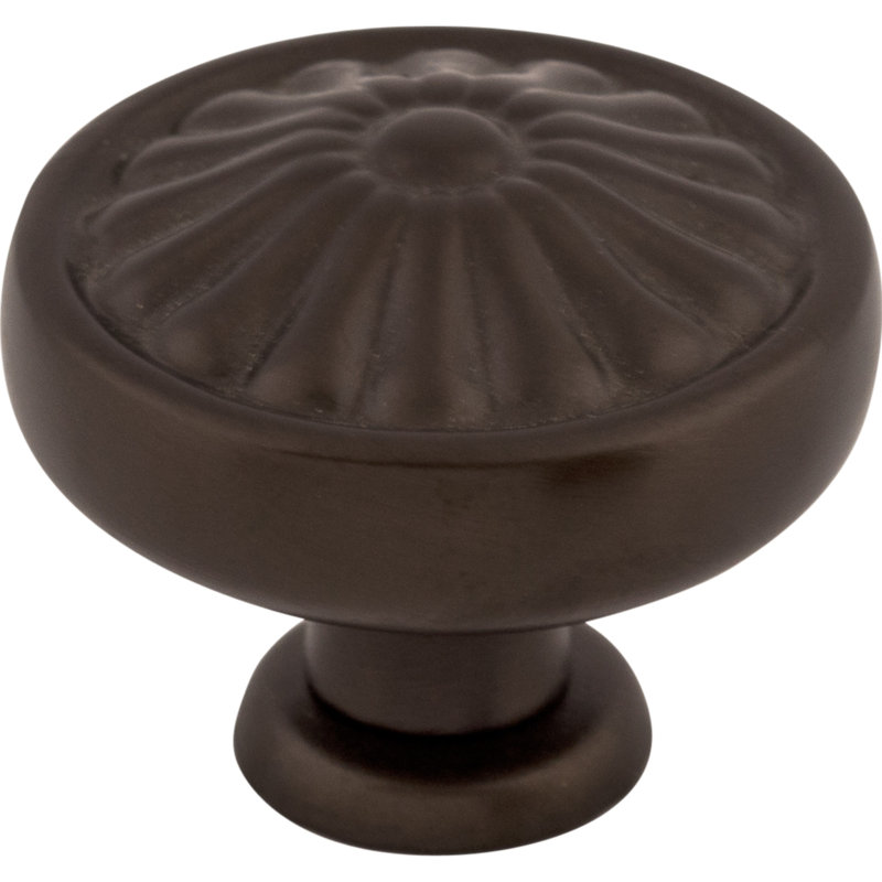 Flower 1 1/4" Diameter Round Knob, Oiled Rubbed Bronze