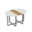 Ensemble de table de salle à manger 7 pièces ovale, plateau fixe en triamine blanche et grain de bois avec 6 chaises en cuir synthétique, ensemble de table de cuisine moderne pour 6 personnes, idéal pour les petits espaces, appartement-685776387