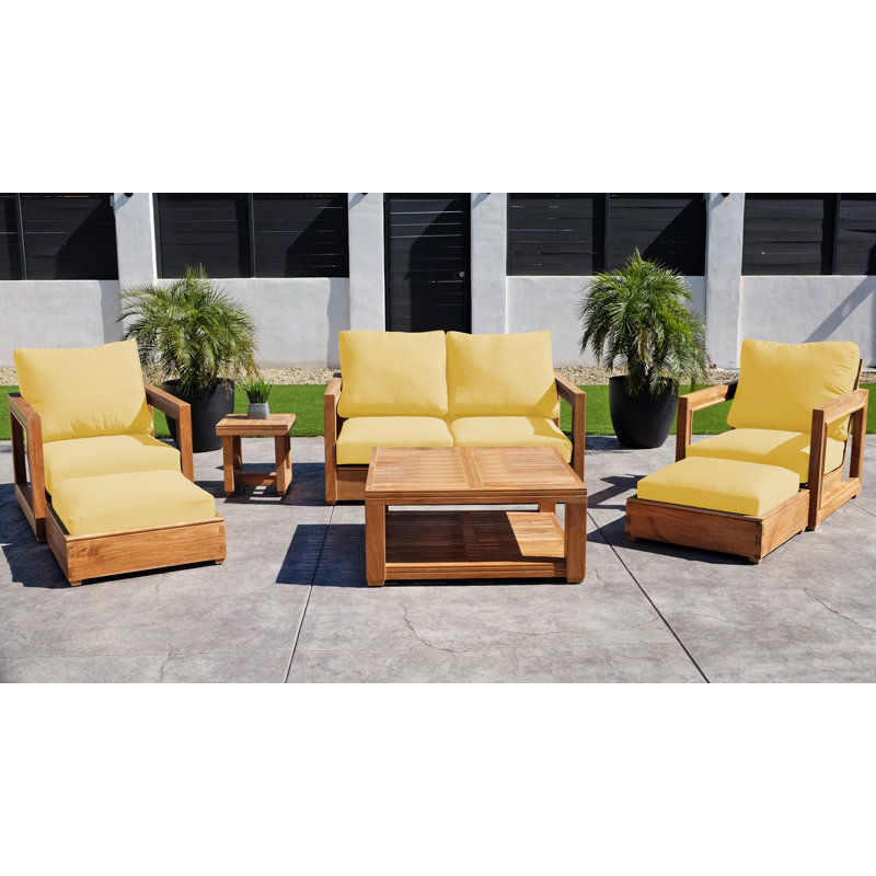 Chatsworth 7 Piece Love Seat Group With 36" Chat Table, Wheat Sunbrella®
