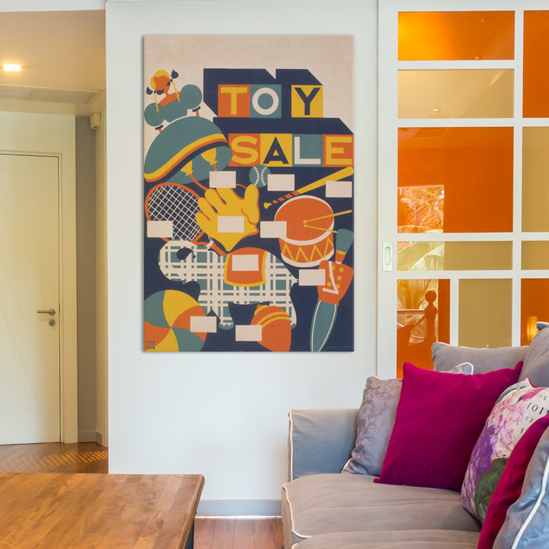 « jouets sale », impression sur toile tendue, H 18 po x l 12 po x P 1,5 po