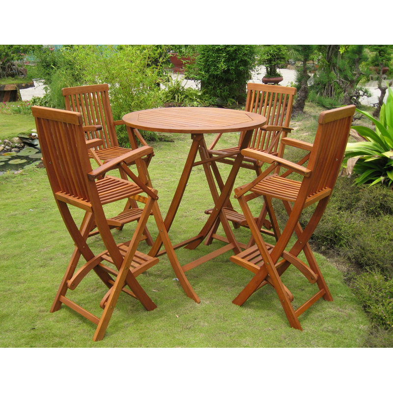Church Street Round Solid Wood Yes Outdoor Bar Table , 49 " W 35.5 " D