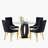 High Gloss Round Dining Table Set with 4 Velvet Dining Chairs-116537225-116537235