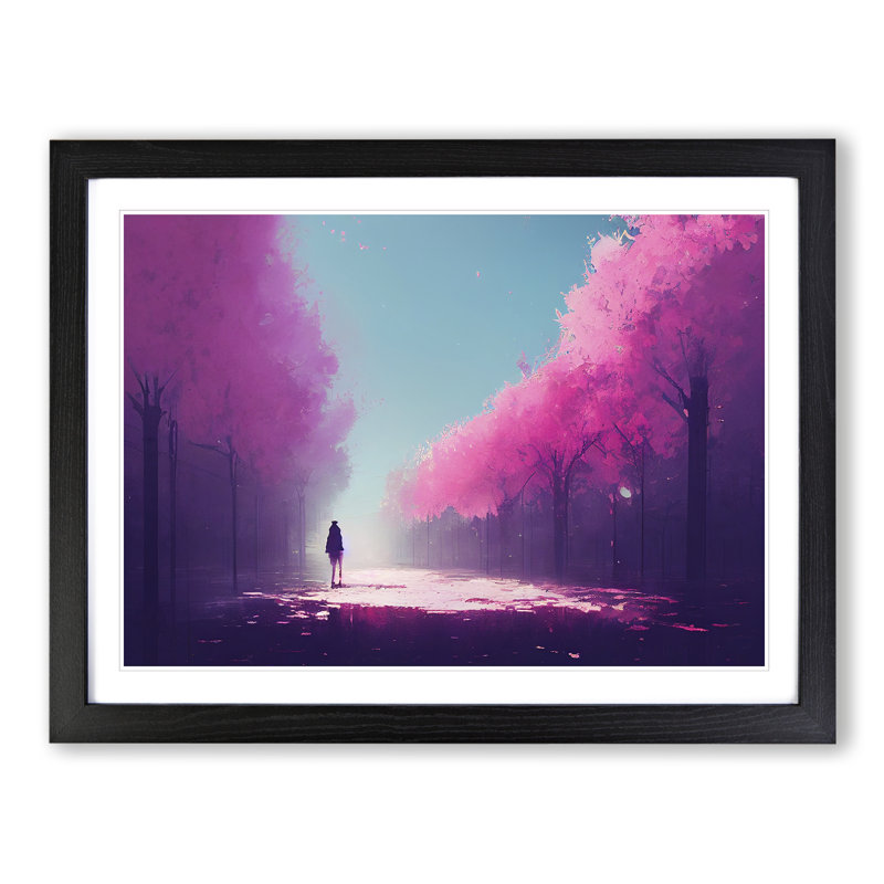 XH1022-6333X Mysterious Cherry Blossom Trees Vol.2 - Single Picture Frame Print, 25cm H x 34cm W, Black