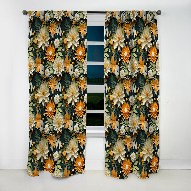 Mangue Bloom motif tropical III - Rideau floral - Rideau occultant floral - 1 panneau, L 52 po x L 108 po